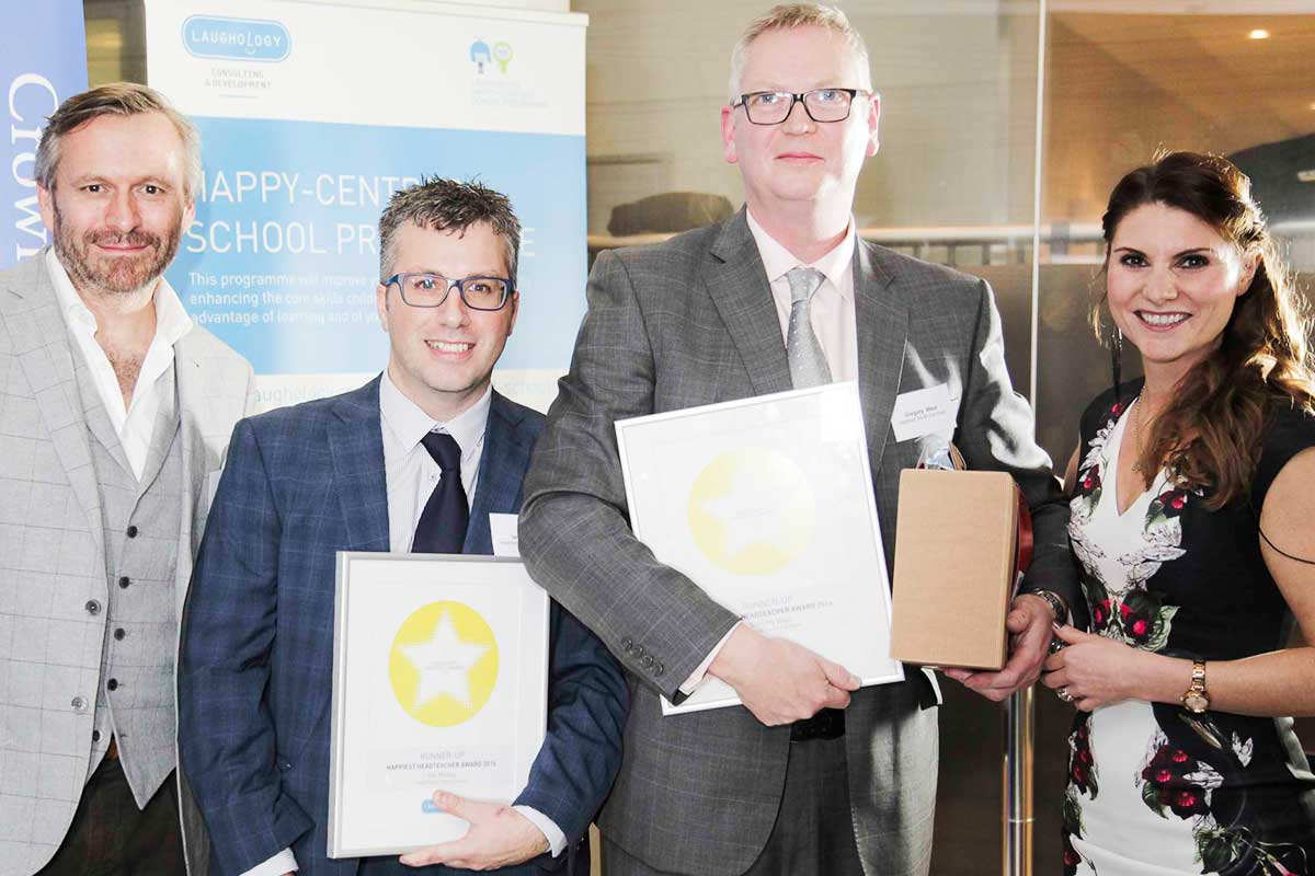 Ian Melloy from Federation of Heathfields Infants Wilnecote Junior School and Gregory West of Highfield South Farnham are joint second in the category of Happiest Headteacher and Teacher
